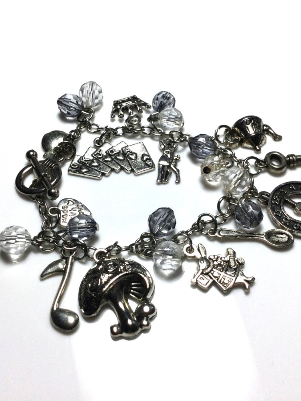 Alice in Wonderland Chain Bracelet Fairytale Charms Silver Tone